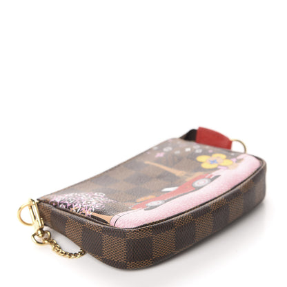 Louis Vuitton Damier Ebene 2019 Christmas Animation Mini Pochette Accessories Red 6 of 8