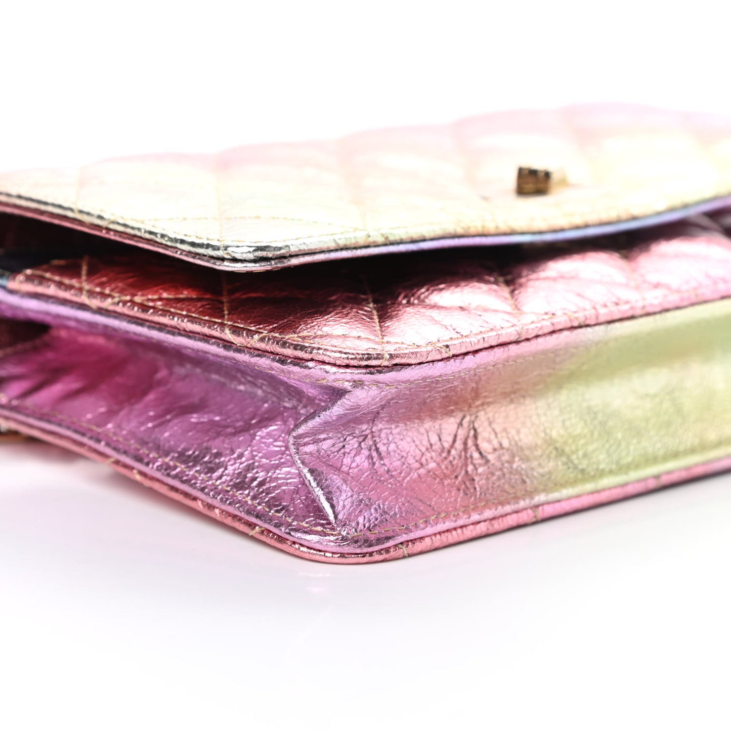 Metallic Goatskin Quilted 2.55 Reissue Wallet on Chain WOC Multicolor