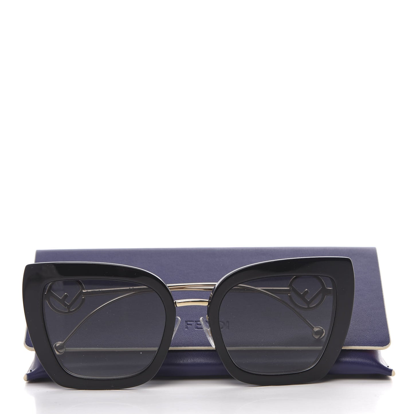 Acetate Metal F is Fendi Square Cat Eye Sunglasses FF 0424/F/S Black