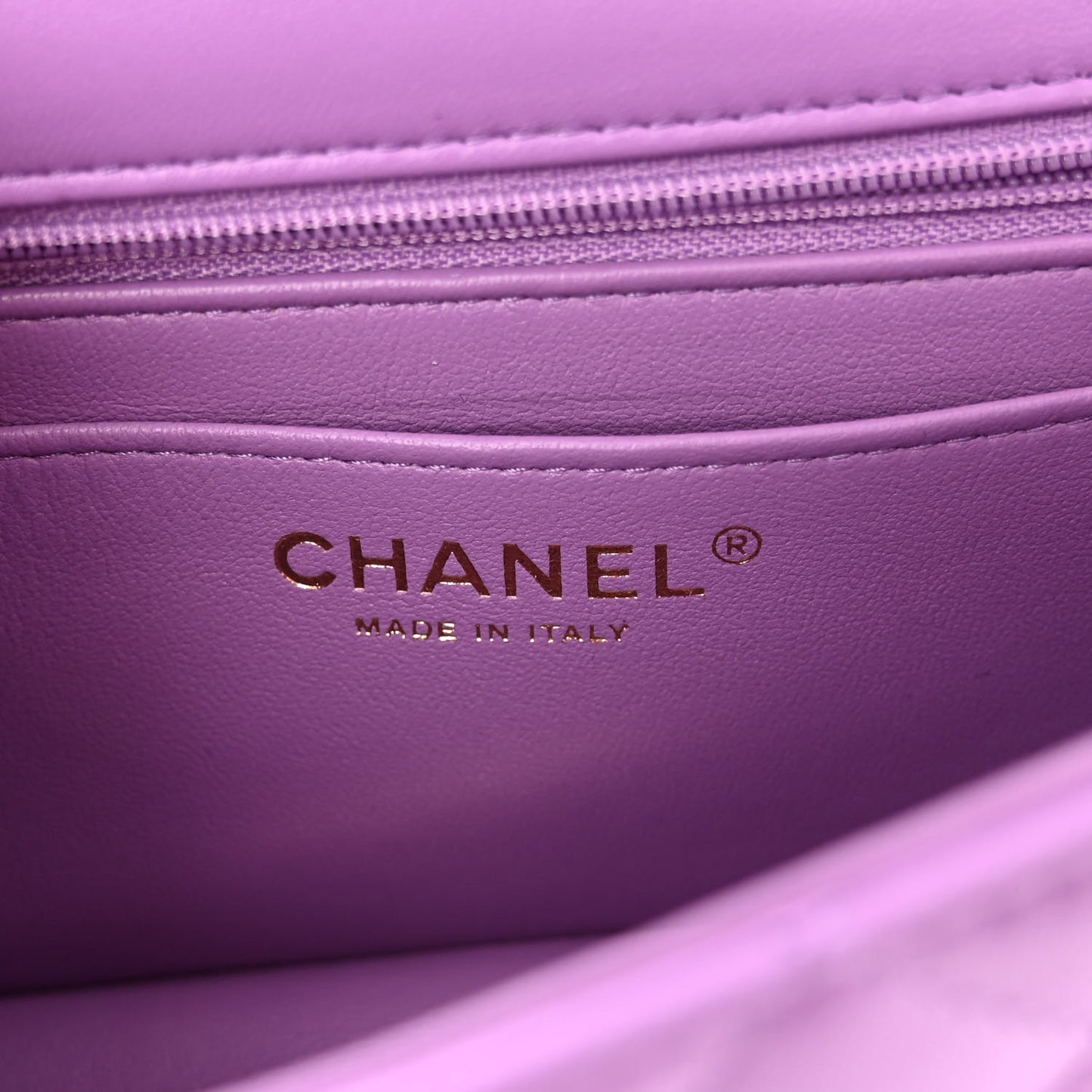 Lambskin Quilted Mini Rectangular Flap Purple