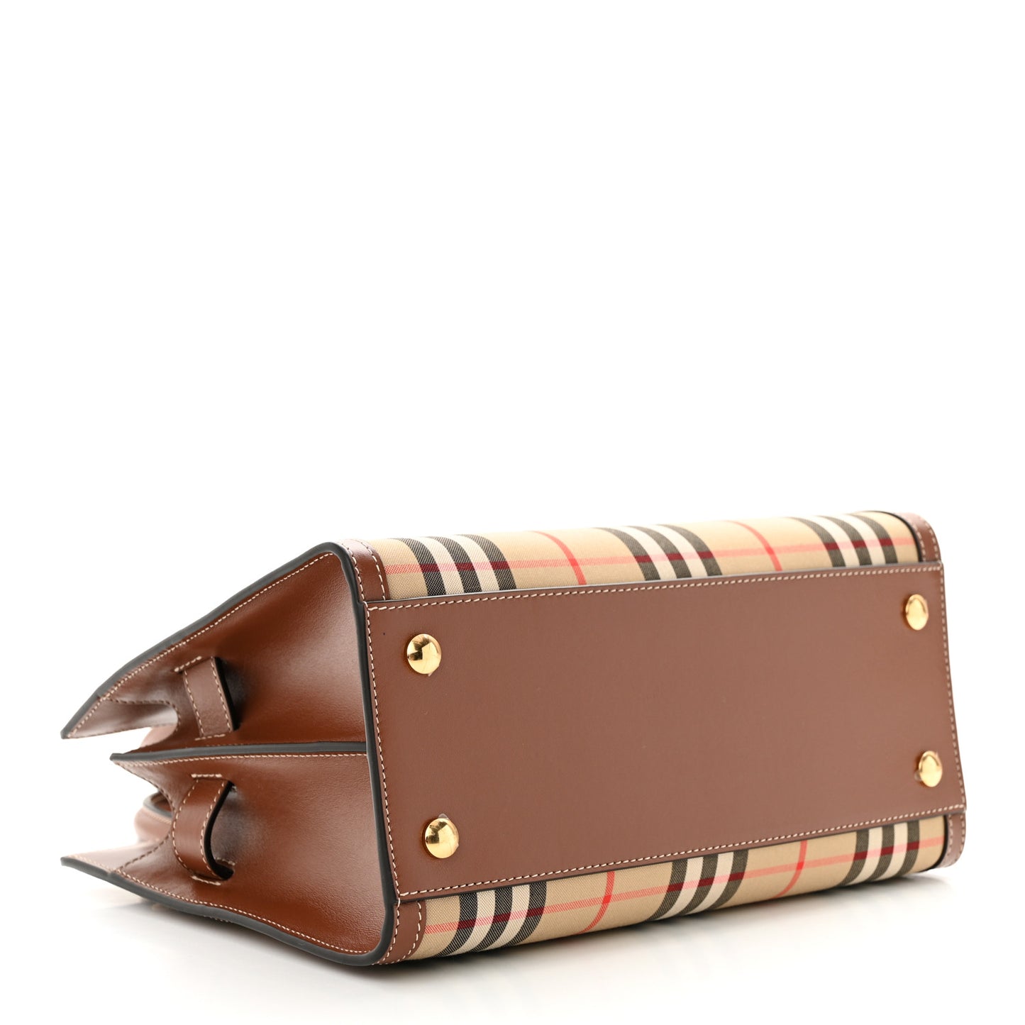 Calfskin Vintage Check Mini Two Handle Title Bag Archive Beige