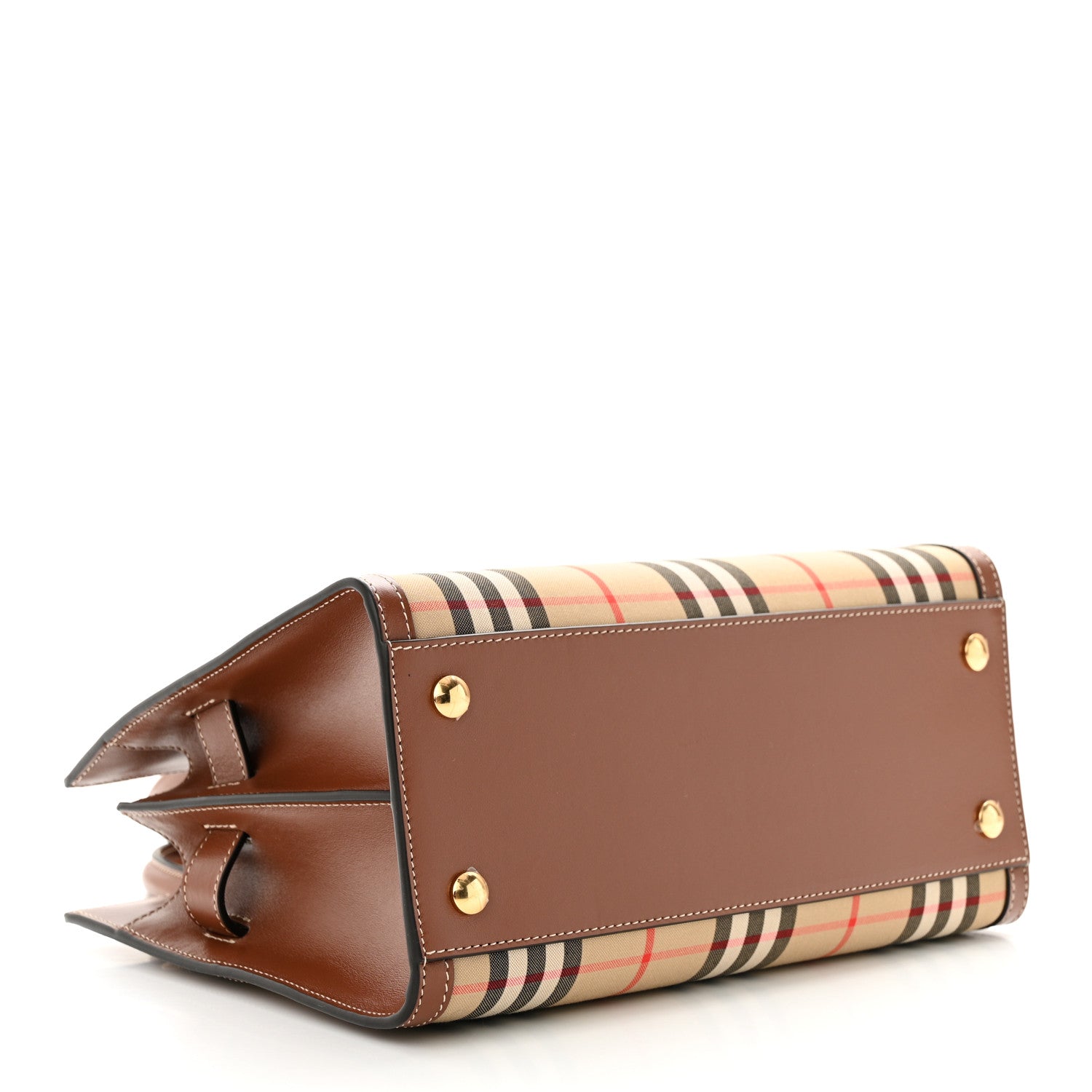 Burberry Calfskin Vintage Check Mini Two Handle Title Bag Archive Beige 4 of 12