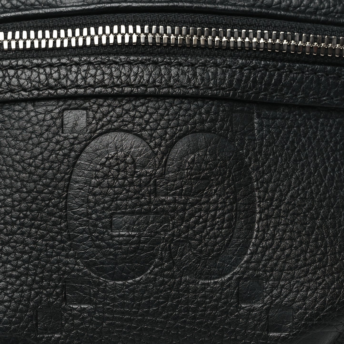 Piuma Calfskin Jumbo GG Embossed Small Belt Bag Black