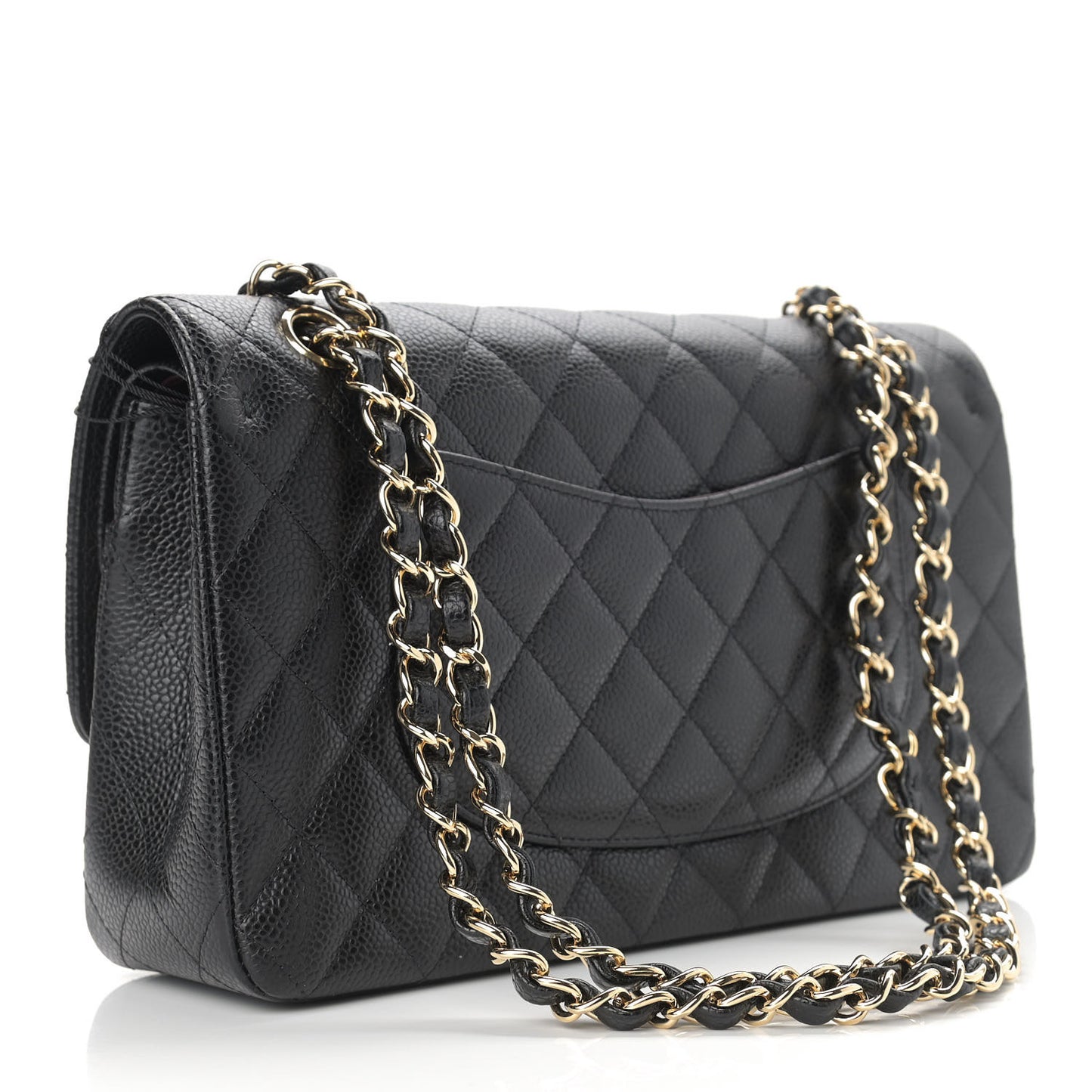 Caviar Quilted Medium Double Flap Black