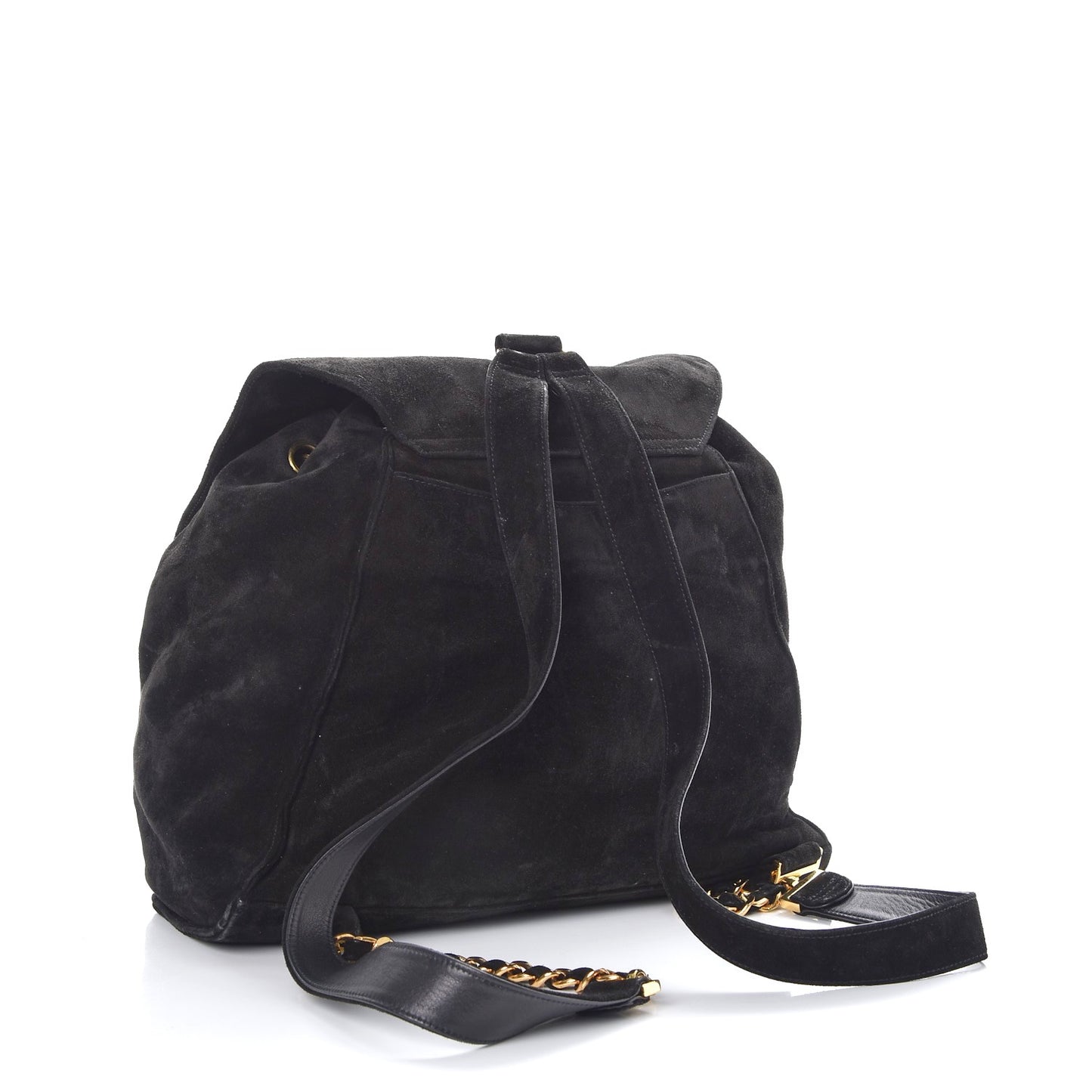 Suede CC Drawstring Backpack Black