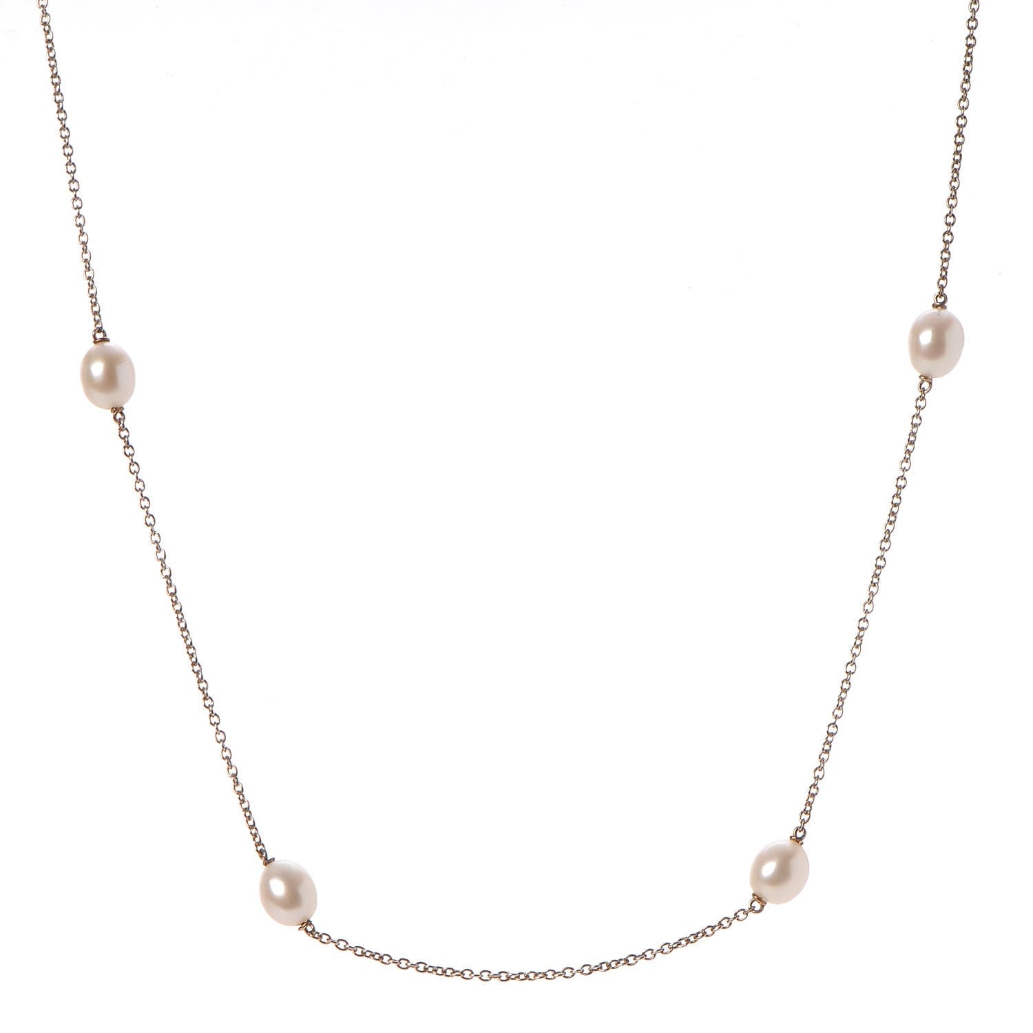 Tiffany Sterling Silver 5.5-6mm Elsa Peretti Pearls By The Yard Necklace 1 of 7