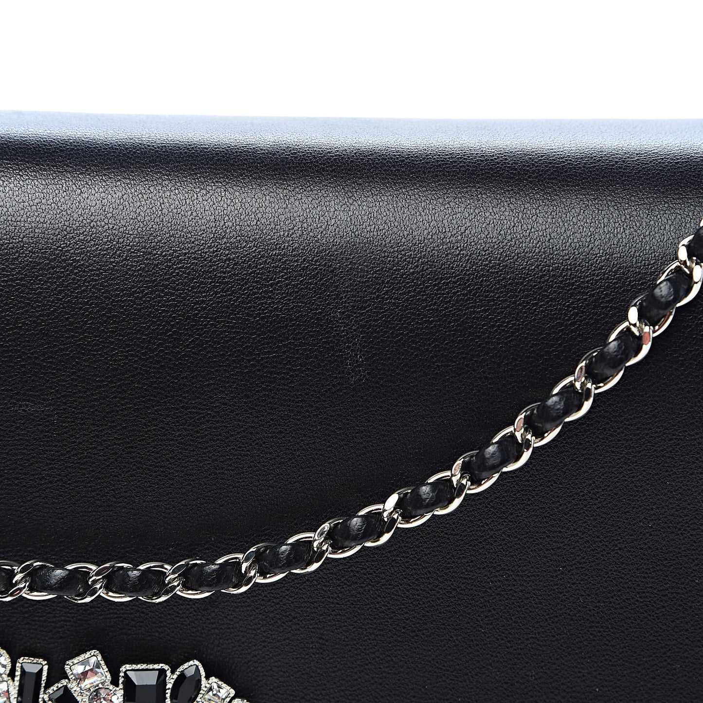 Lambskin Crystal Evening Clutch Black