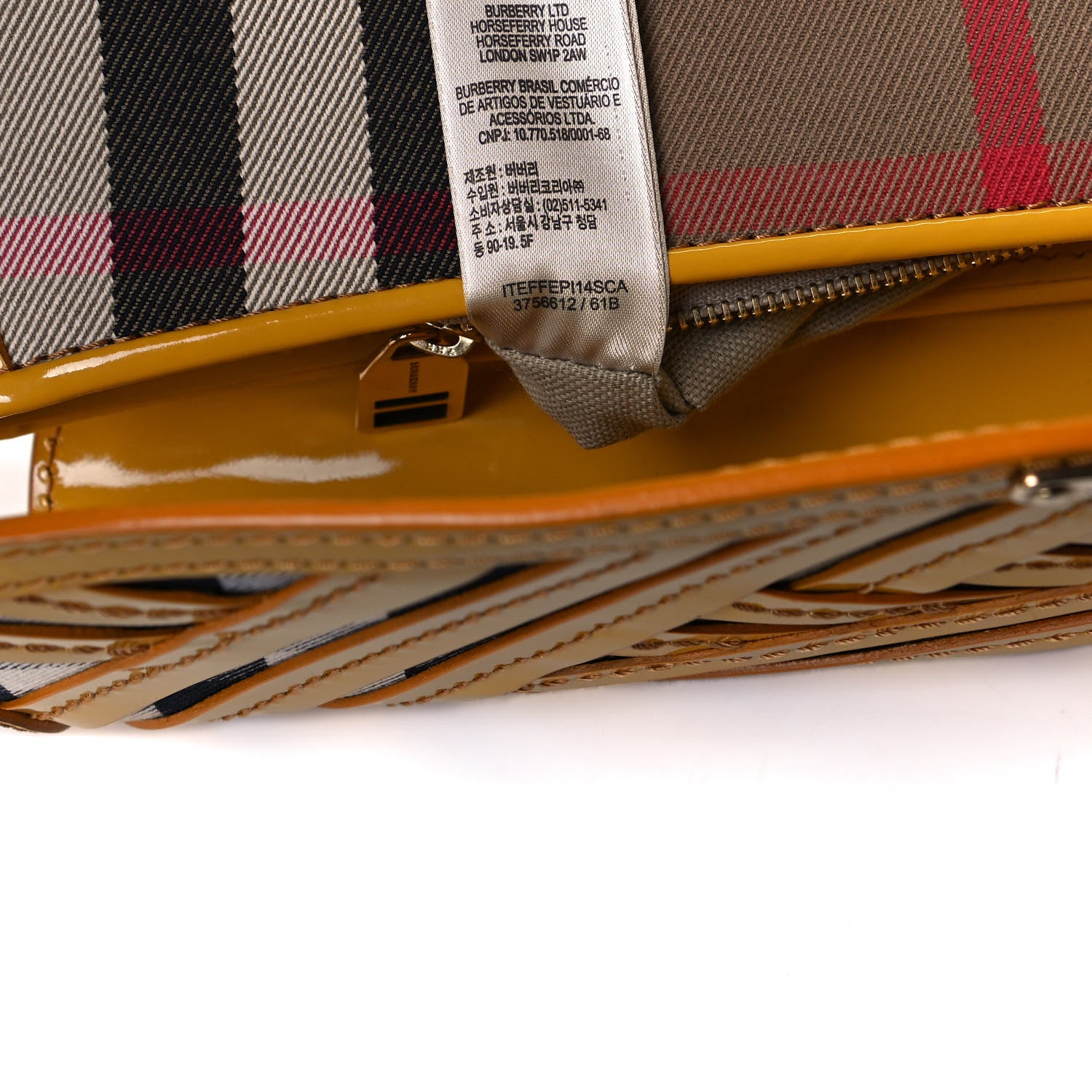 Burberry Patent Lilford Check Crossbody Bag Yellow 8 of 17