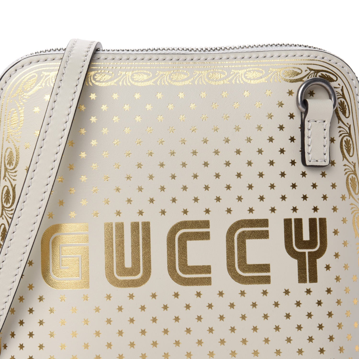 Gucci X SEGA Calfskin GUCCY Stars Mini Dome Shoulder Bag Mystic White Gold 11 of 11