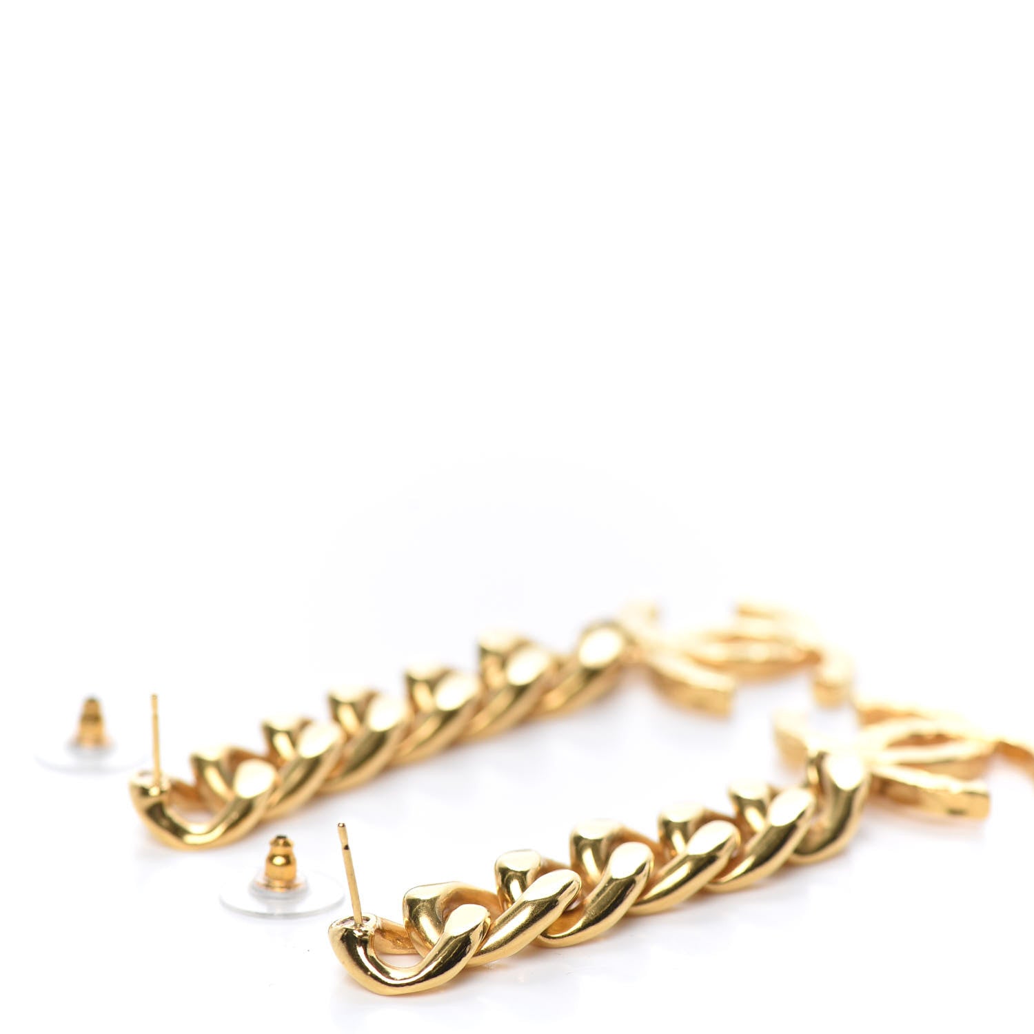 Chanel Metal CC Pick Drop Earrings Gold 3 of 4