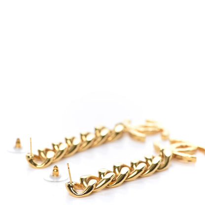 Chanel Metal CC Pick Drop Earrings Gold 3 of 4