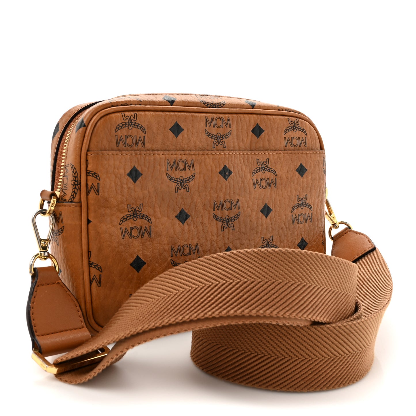 Visetos Monogram Small Aren Crossbody Cognac