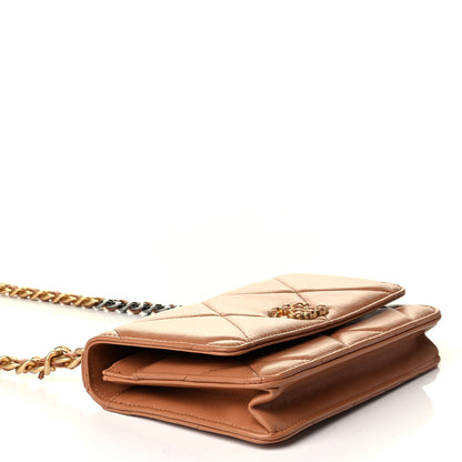 Chanel Lambskin Quilted Chanel 19 Wallet On Chain WOC Brown 3 of 5
