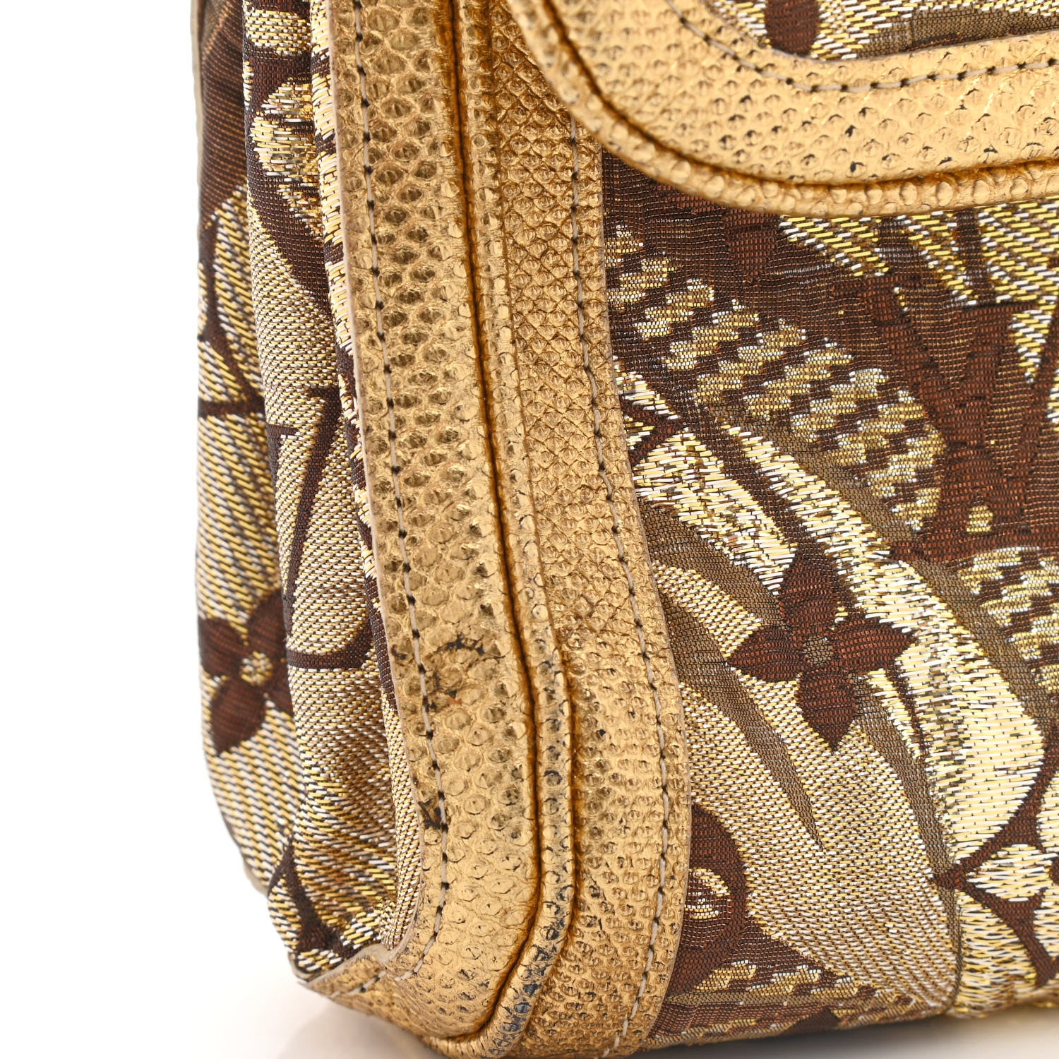 Louis Vuitton Monogram Brocade Thalie Clutch Gold 20 of 22