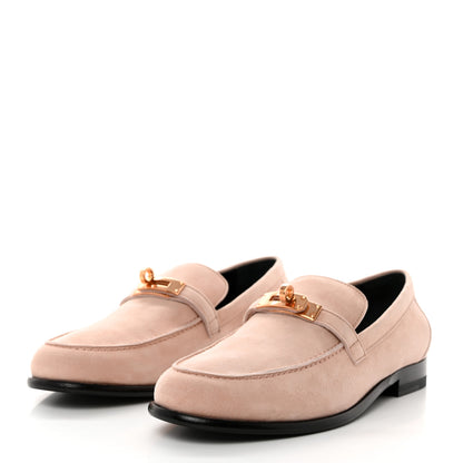 Hermes Suede Goatskin Womens Destin Loafer 38 Rose Opaline 3 of 8