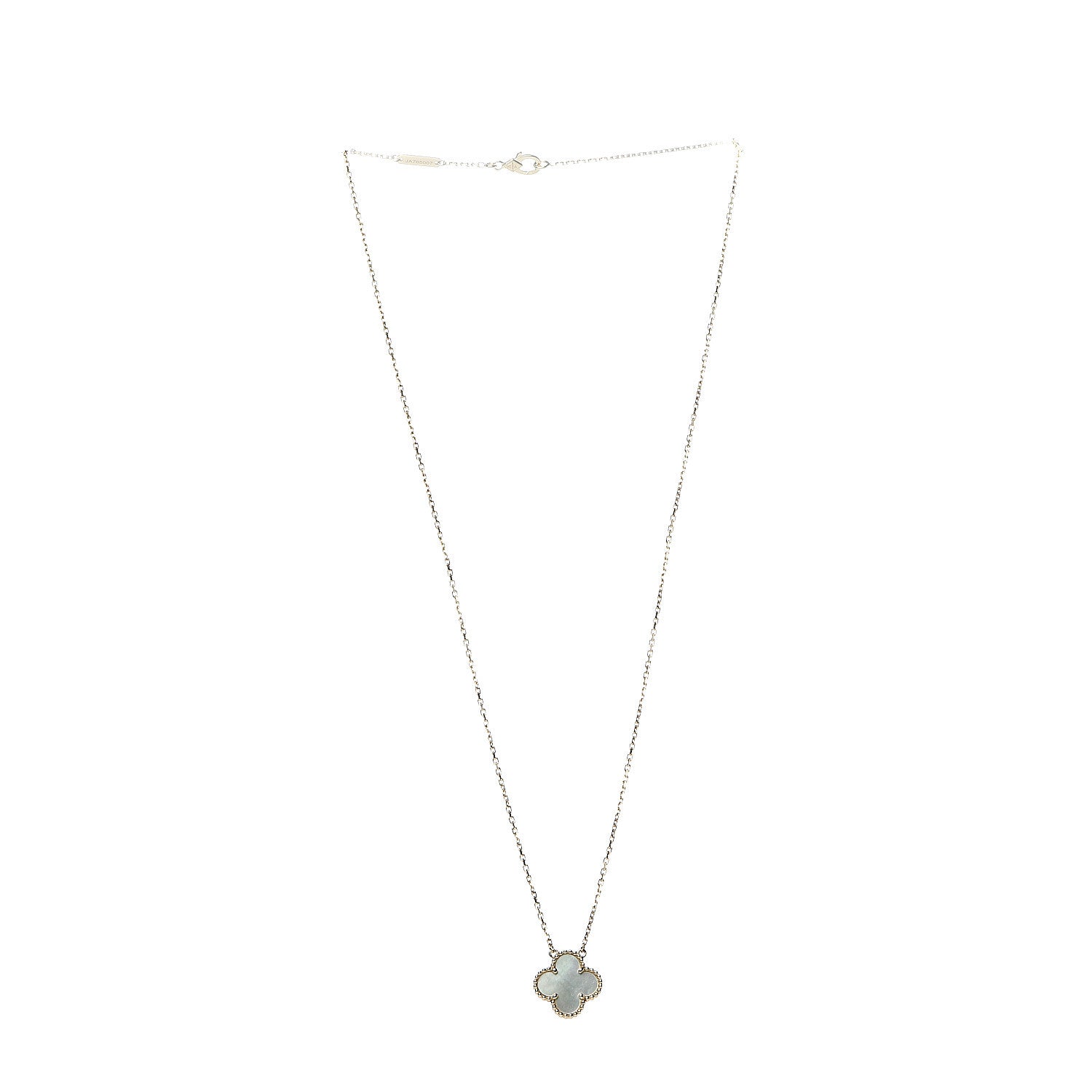 Van Cleef & Arpels 18K Yellow Gold Mother of Pearl Vintage Alhambra Pendant Necklace 2 of 8
