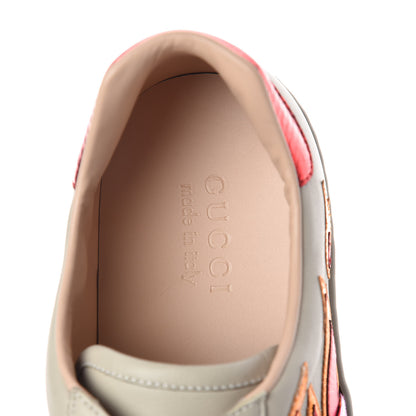 Gucci Calfskin Ayers Web Flames Embroidered Mens Ace Sneakers 10 Off White 6 of 8