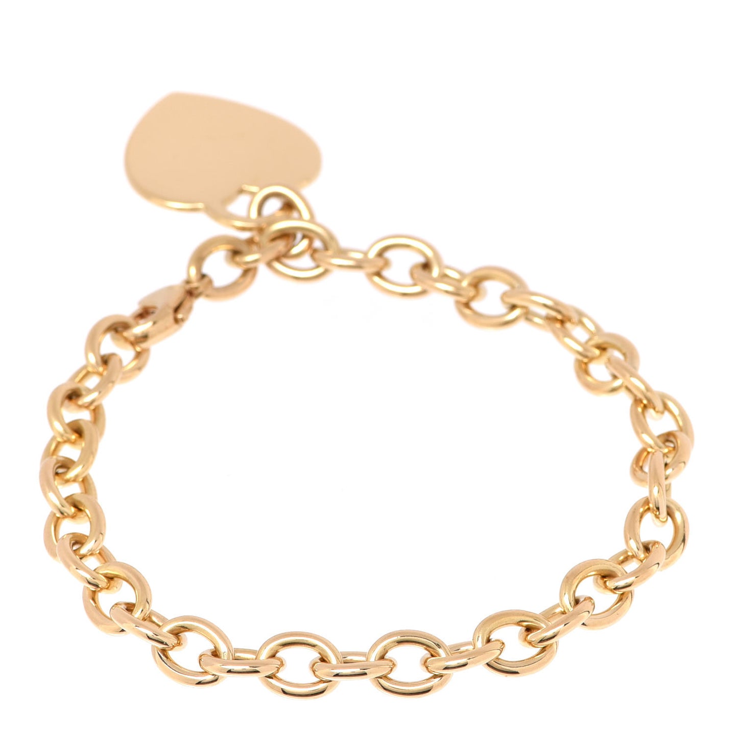18K Yellow Gold Heart Tag Charm Bracelet