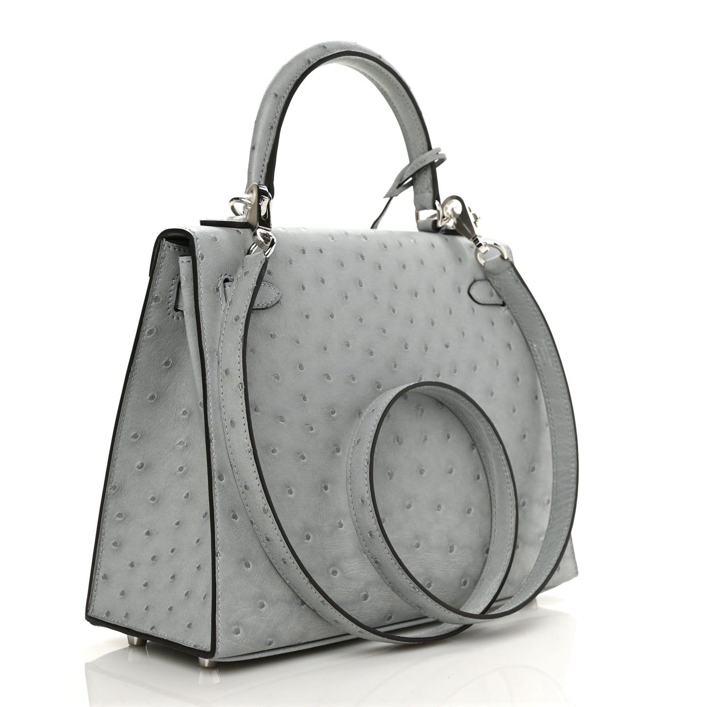 Ostrich Kelly Sellier 25 Bleu Pale