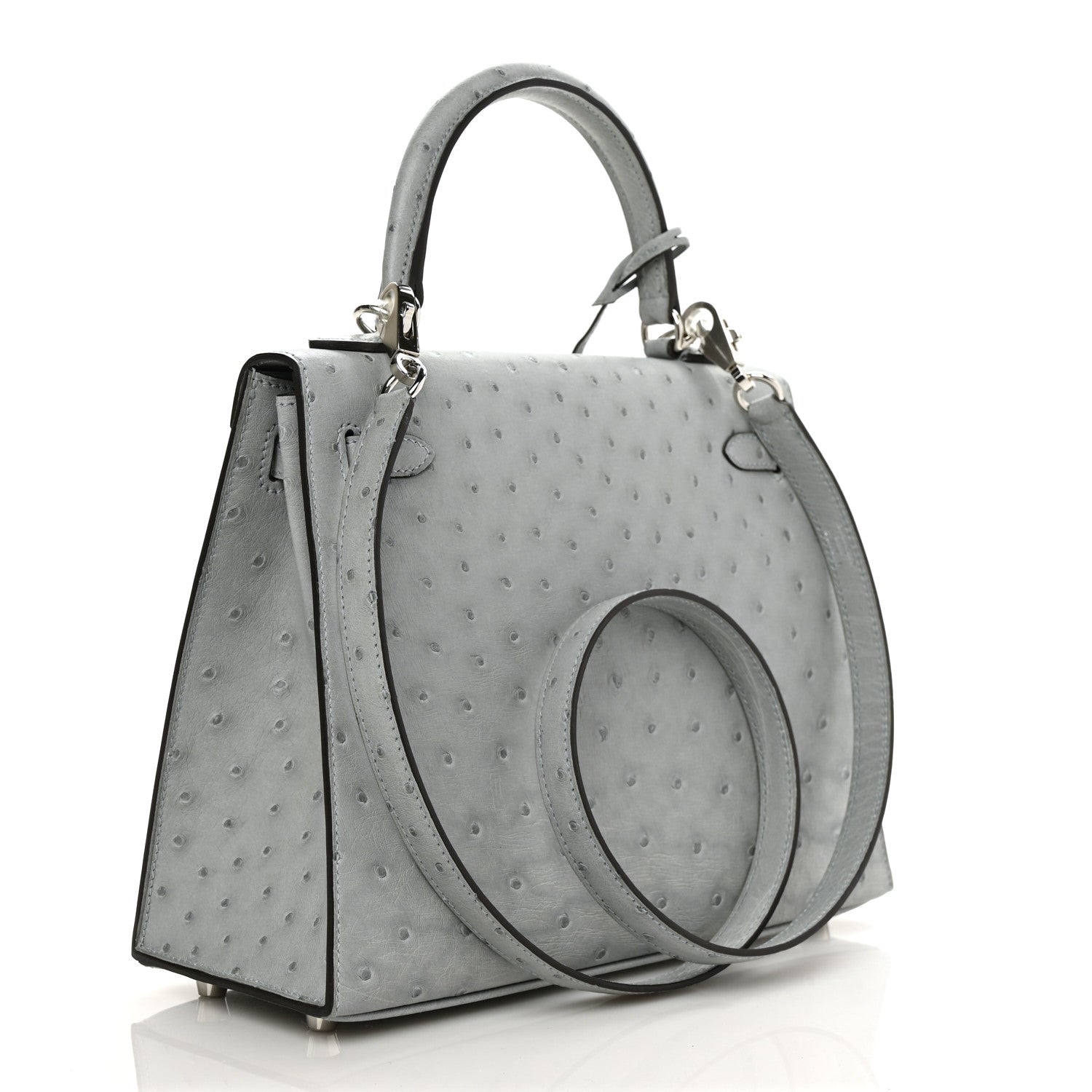 Hermes Ostrich Kelly Sellier 25 Bleu Pale 3 of 8
