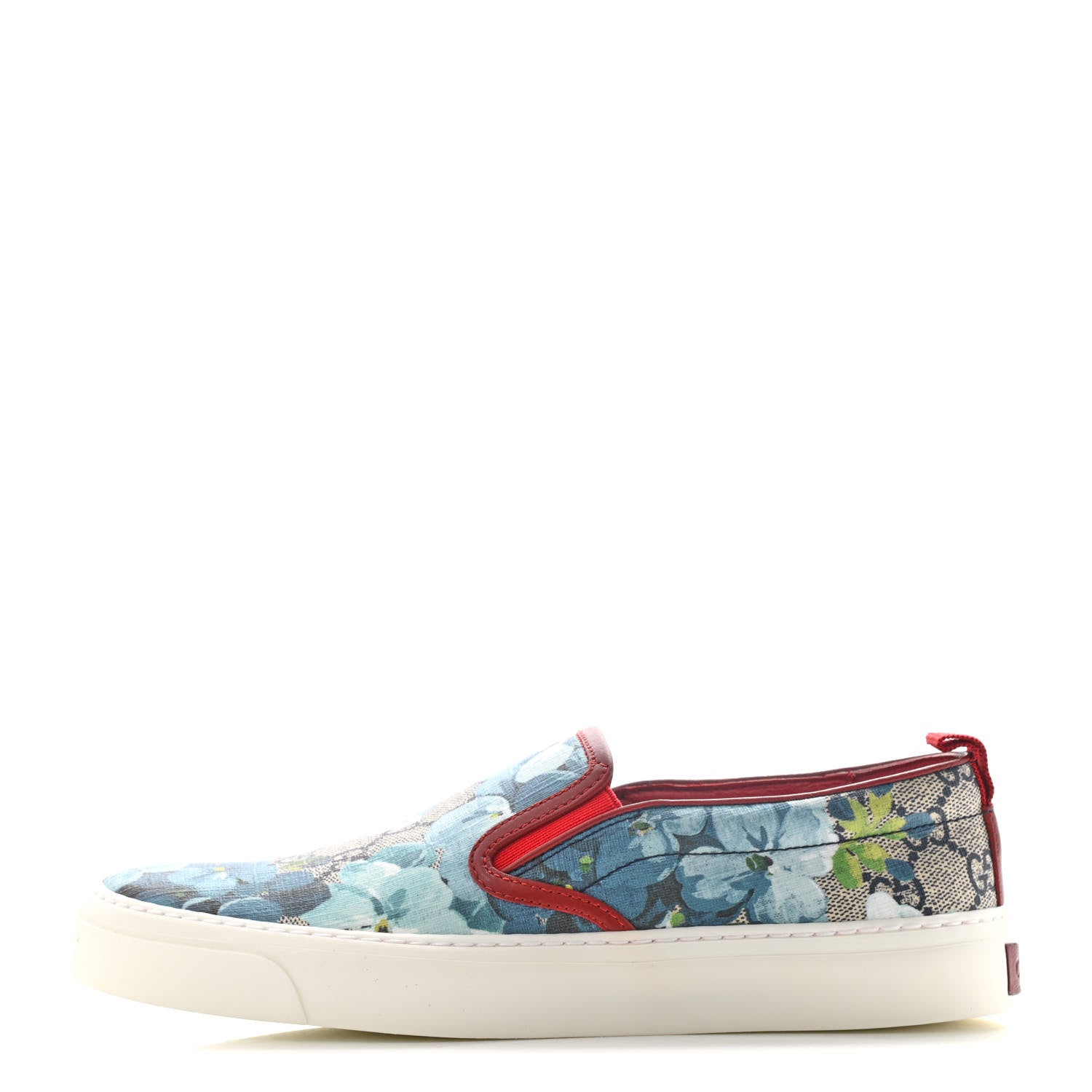 Gucci GG Supreme Monogram Blooms Womens Slip On Sneakers 37 Beige Blue Navy Red 1 of 8
