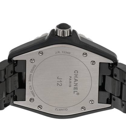 Chanel Stainless Steel Ceramic Diamond 38mm J12 Quartz Watch Black 4 of 4