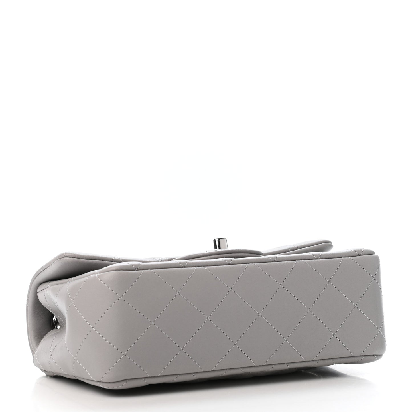 Lambskin Quilted Mini Rectangular Flap Grey