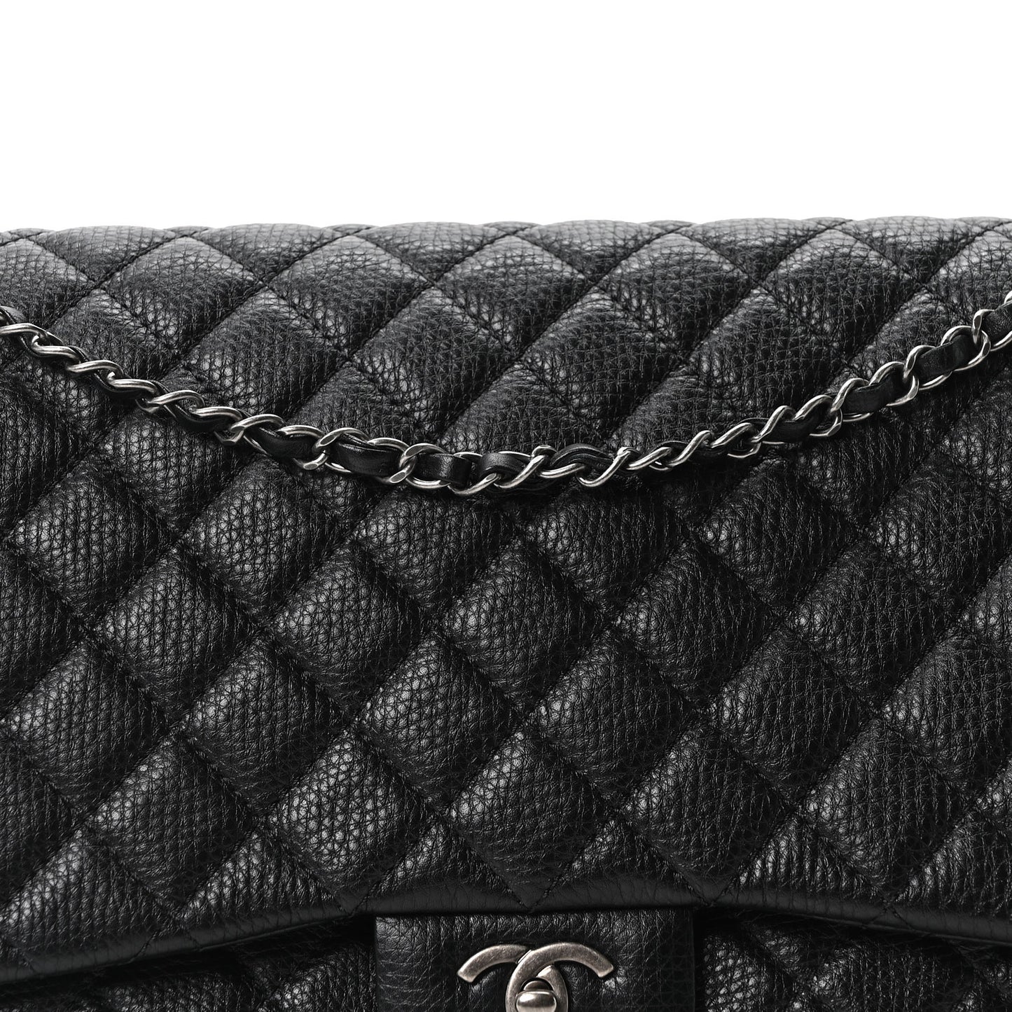 Calfskin Quilted Small XXL Travel Flap Bag Black