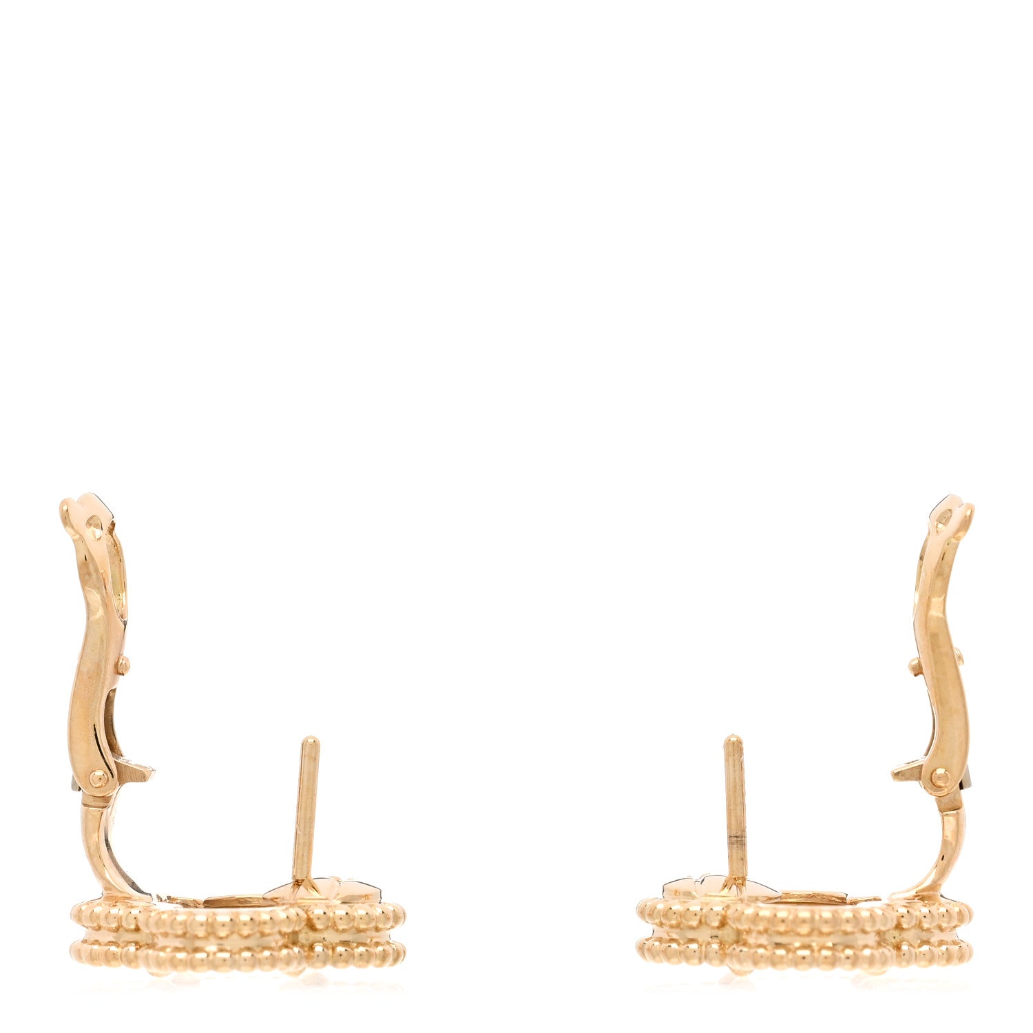 Van Cleef & Arpels 18K Yellow Gold Mother of Pearl Vintage Alhambra Earrings 3 of 5
