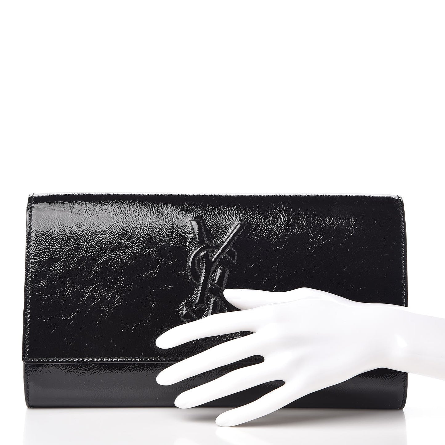 Textured Patent Monogram Large Belle De Jour Clutch Black