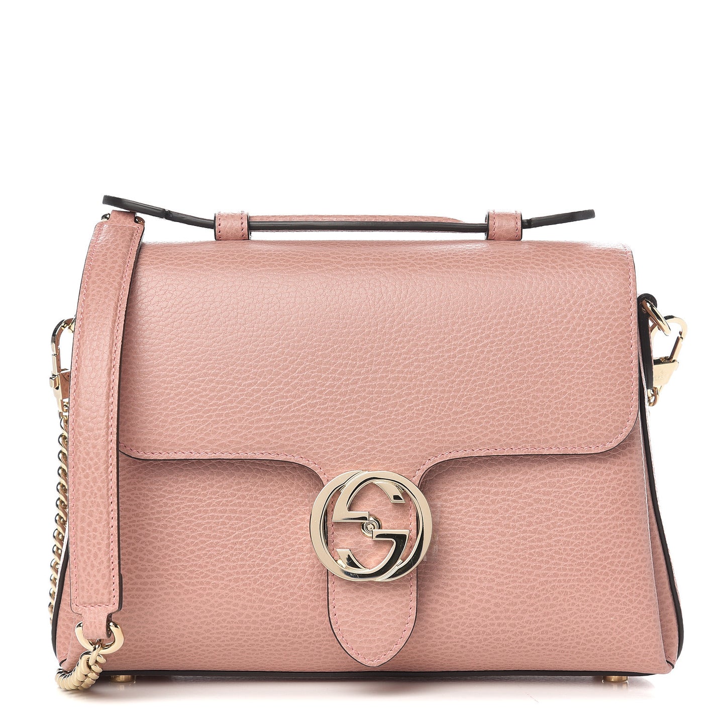 Dollar Calfskin Interlocking G Top Handle Shoulder Bag Soft Pink