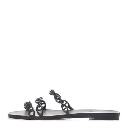 Hermes Rubber Chaine d'Ancre Rivage Sandals 41 Black 1 of 8