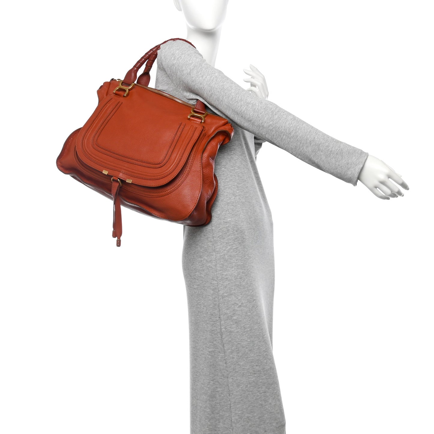 Calfskin Large Marcie Satchel Maple Leaf