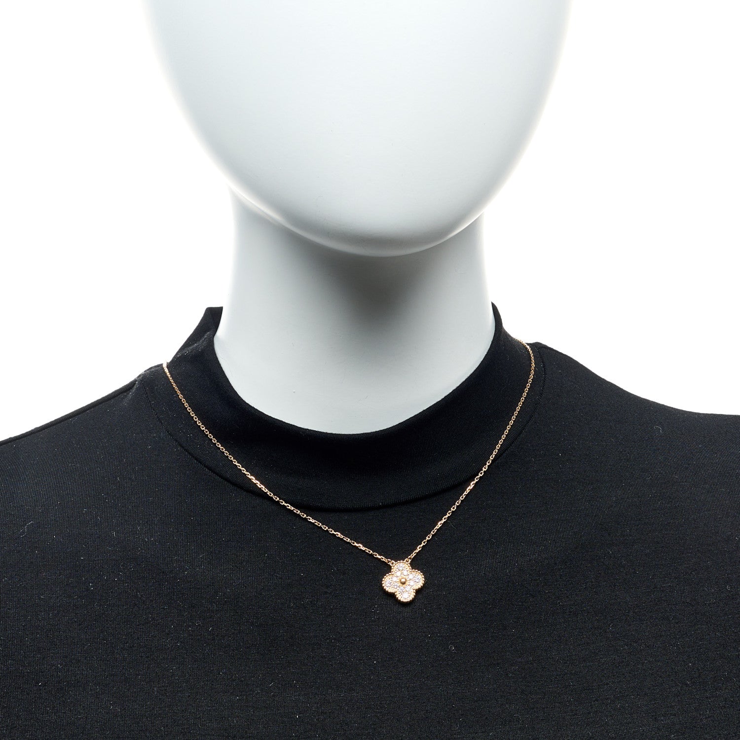 Van Cleef & Arpels 18K Rose Gold Diamond Vintage Alhambra Pendant Necklace 2 of 6