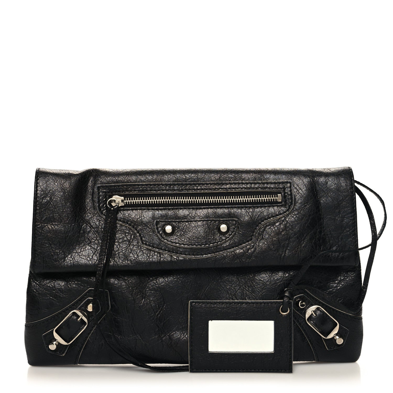 Balenciaga Agneau Silver Metallic Edge Hardware Envelope Clutch Black 1 of 12