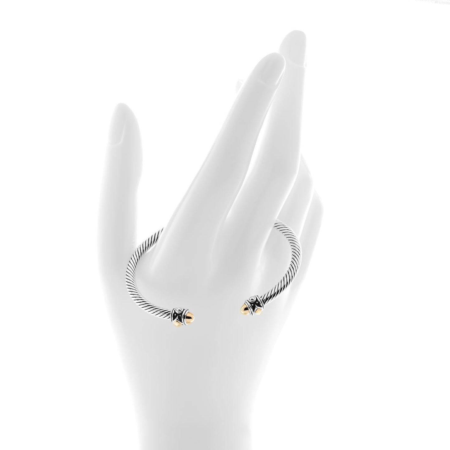 Sterling Silver 18K Yellow Gold 4mm Cable Renaissance Bracelet
