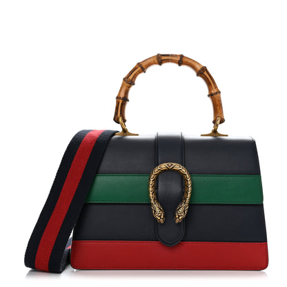 Gucci Moon Calfskin Bamboo Web Medium Dionysus Top Handle Bag Blue Emerald Hibiscus Red 1 of 10