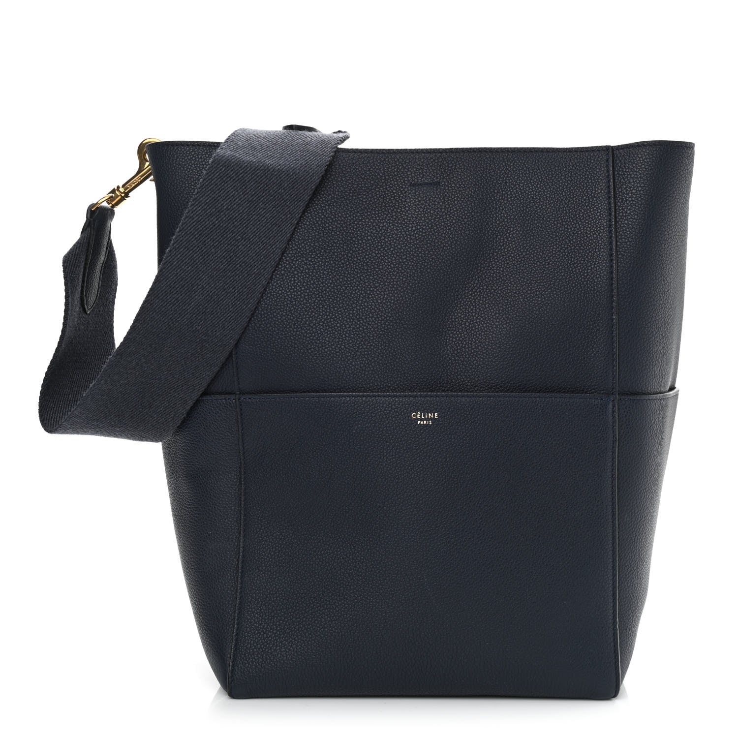 Celine Soft Grained Calfskin Sangle Bucket Bag Navy Blue 1 of 9