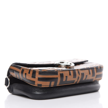 Fendi Vitello Dolce F is Fendi FF Embossed Micro Double Baguette Tobacco Black 4 of 12