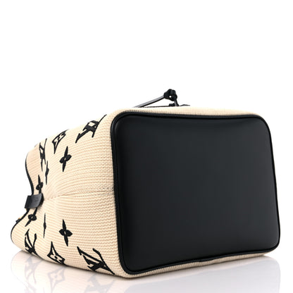 Louis Vuitton Cotton Monogram Embroidered Neonoe MM Beige Black 4 of 10