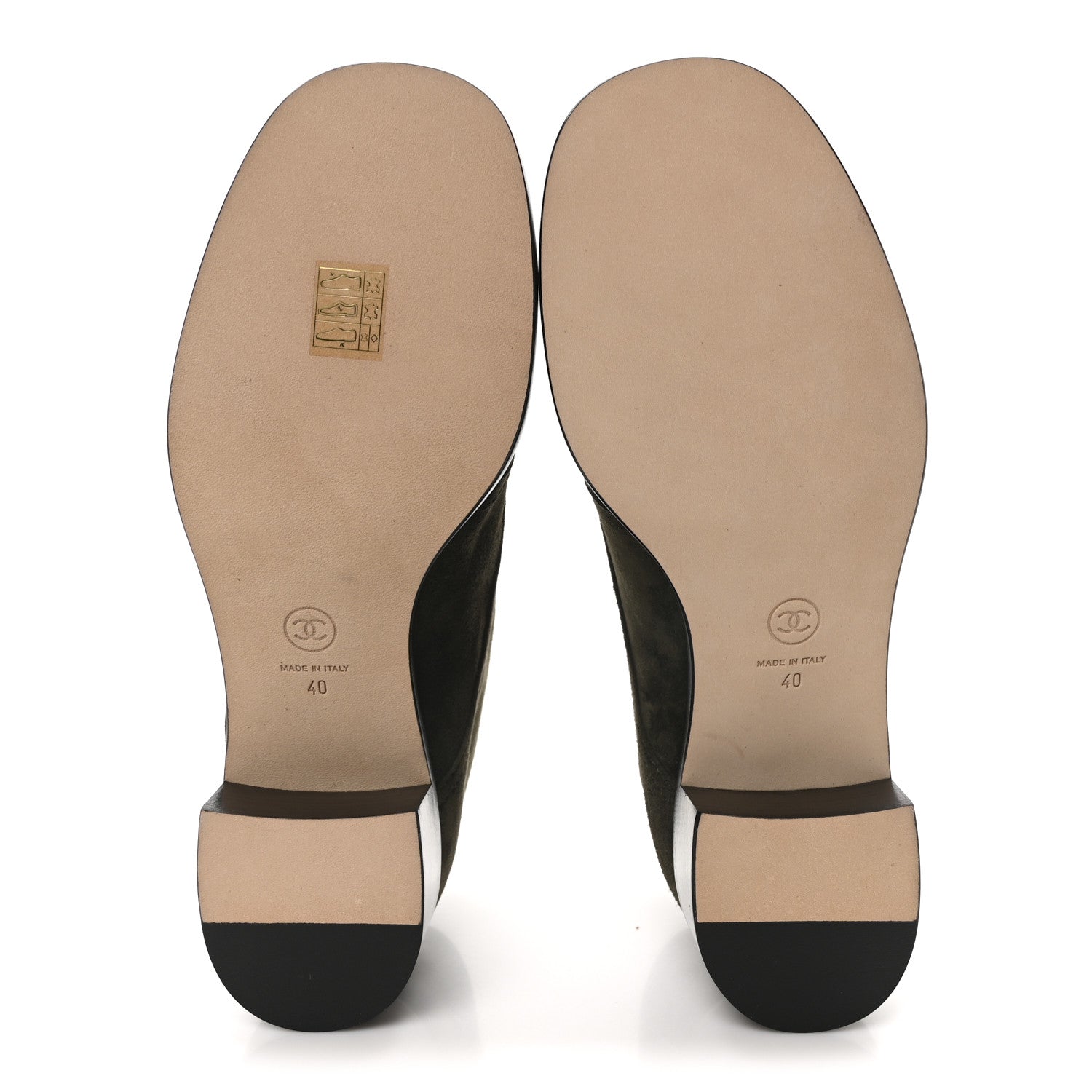 Chanel Suede Patent Cap Toe CC Boots 40 Khaki 6 of 9
