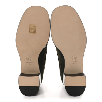 Chanel Suede Patent Cap Toe CC Boots 40 Khaki 6 of 9