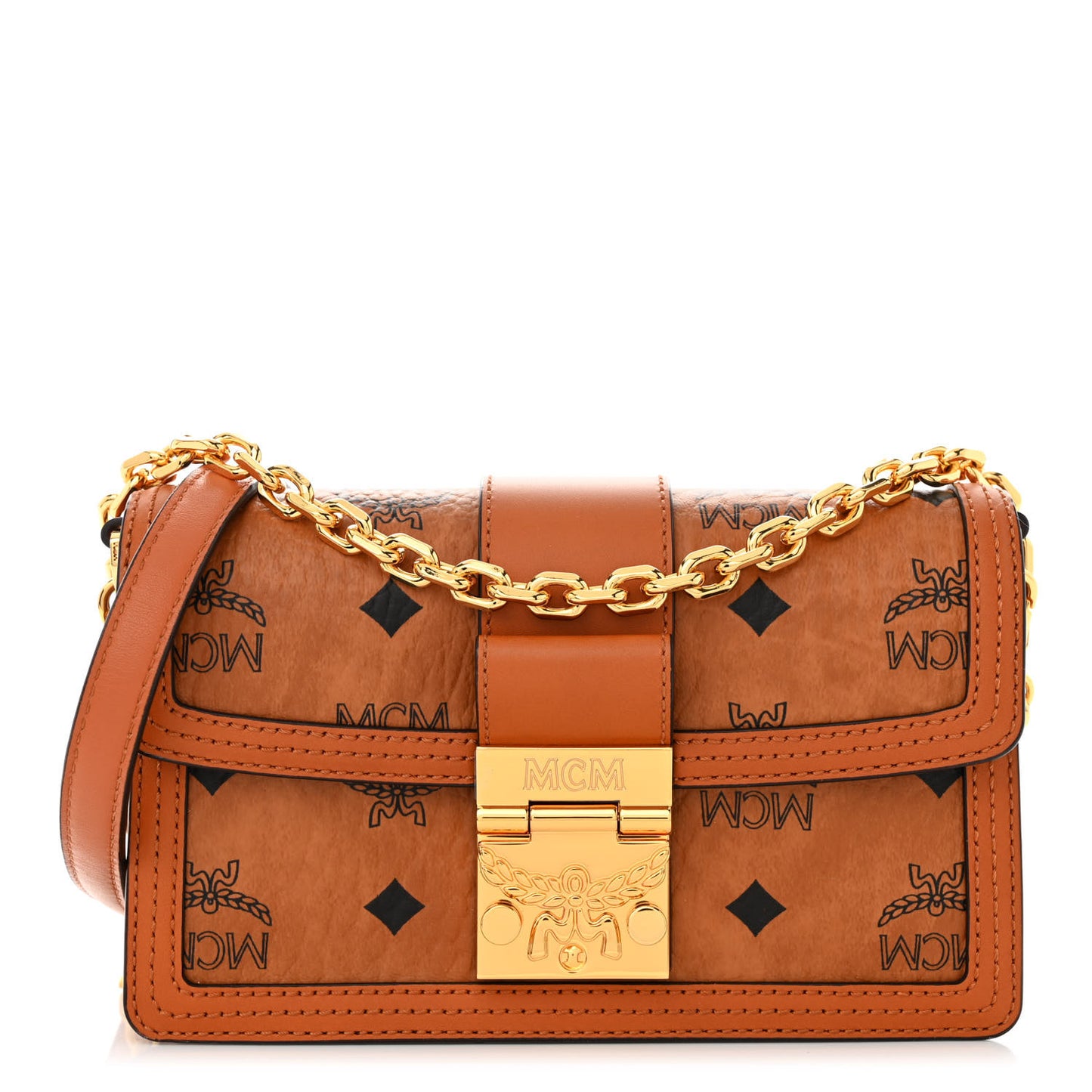 Visetos Monogram Mini Tracy Crossbody Bag Cognac