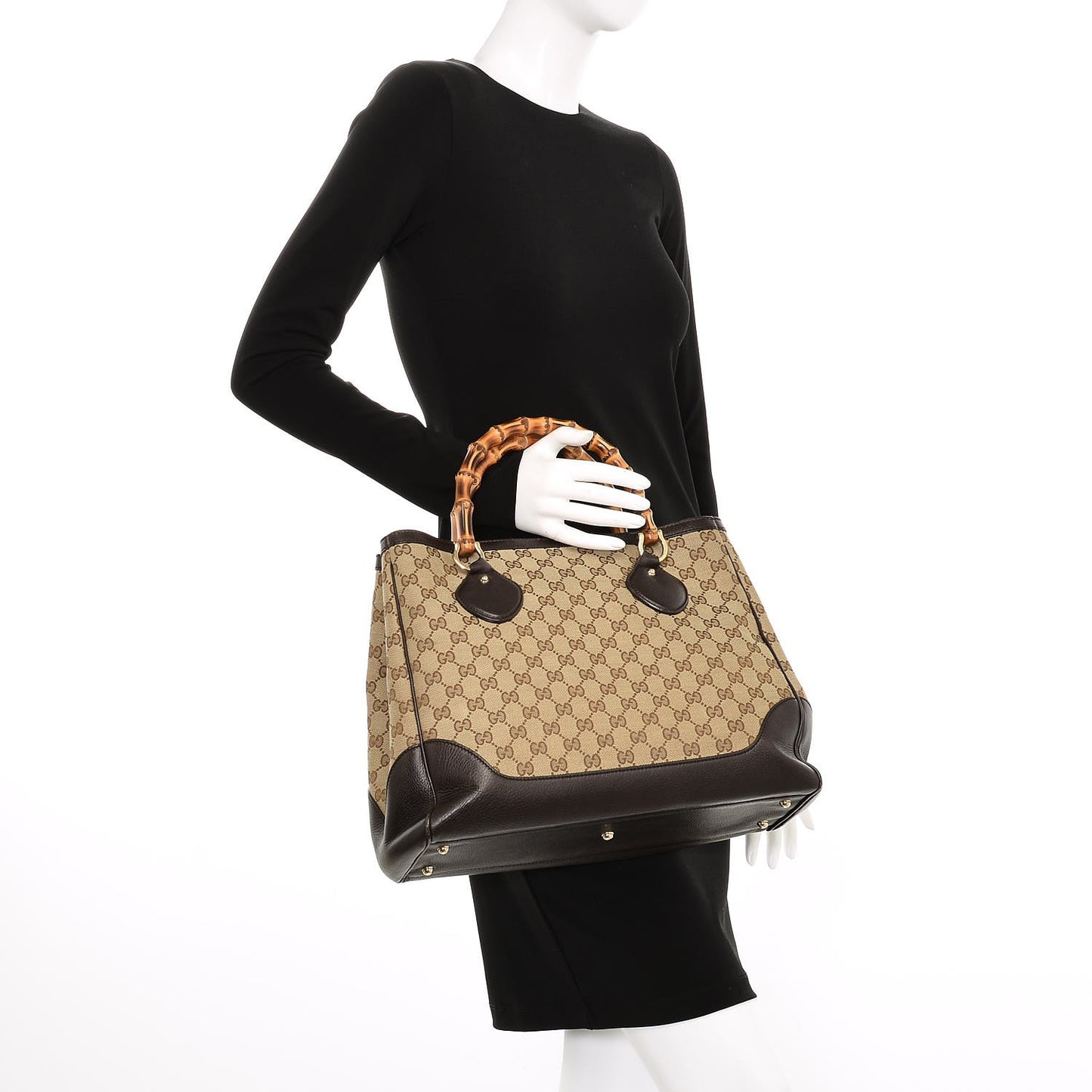Monogram Medium Diana Bamboo Top Handle Tote Dark Brown