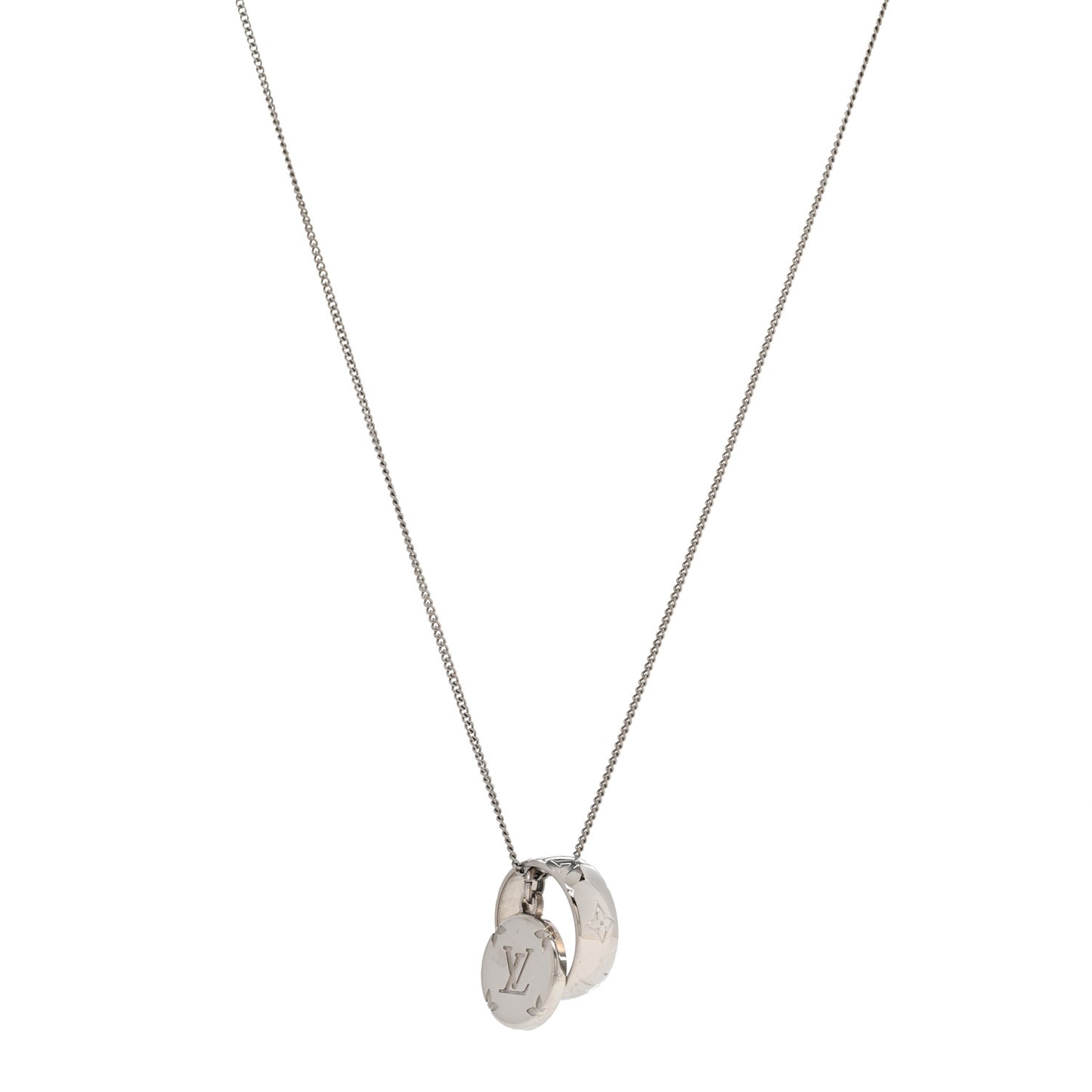Zamac Palladium Monogram Charms Necklace Silver