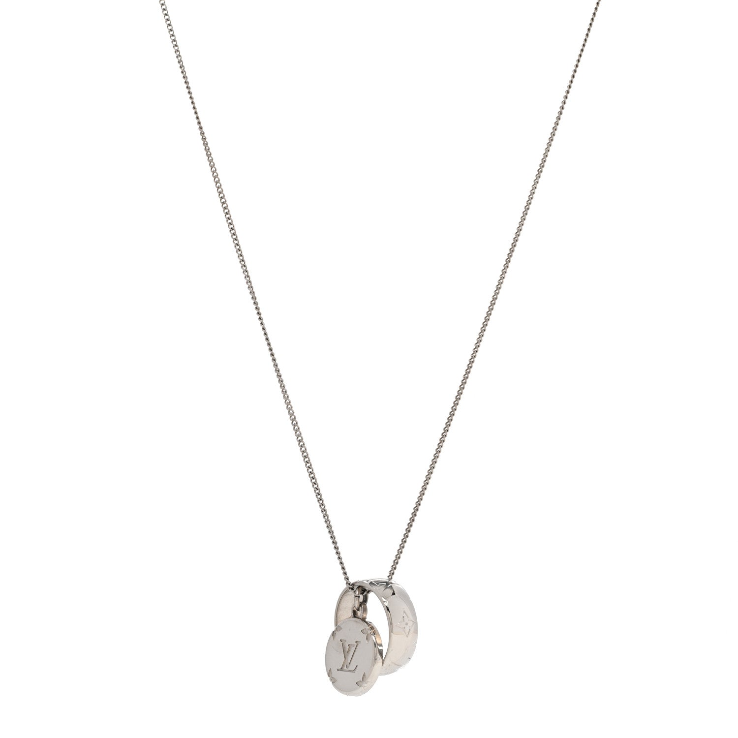 Louis Vuitton Zamac Palladium Monogram Charms Necklace Silver 1 of 8