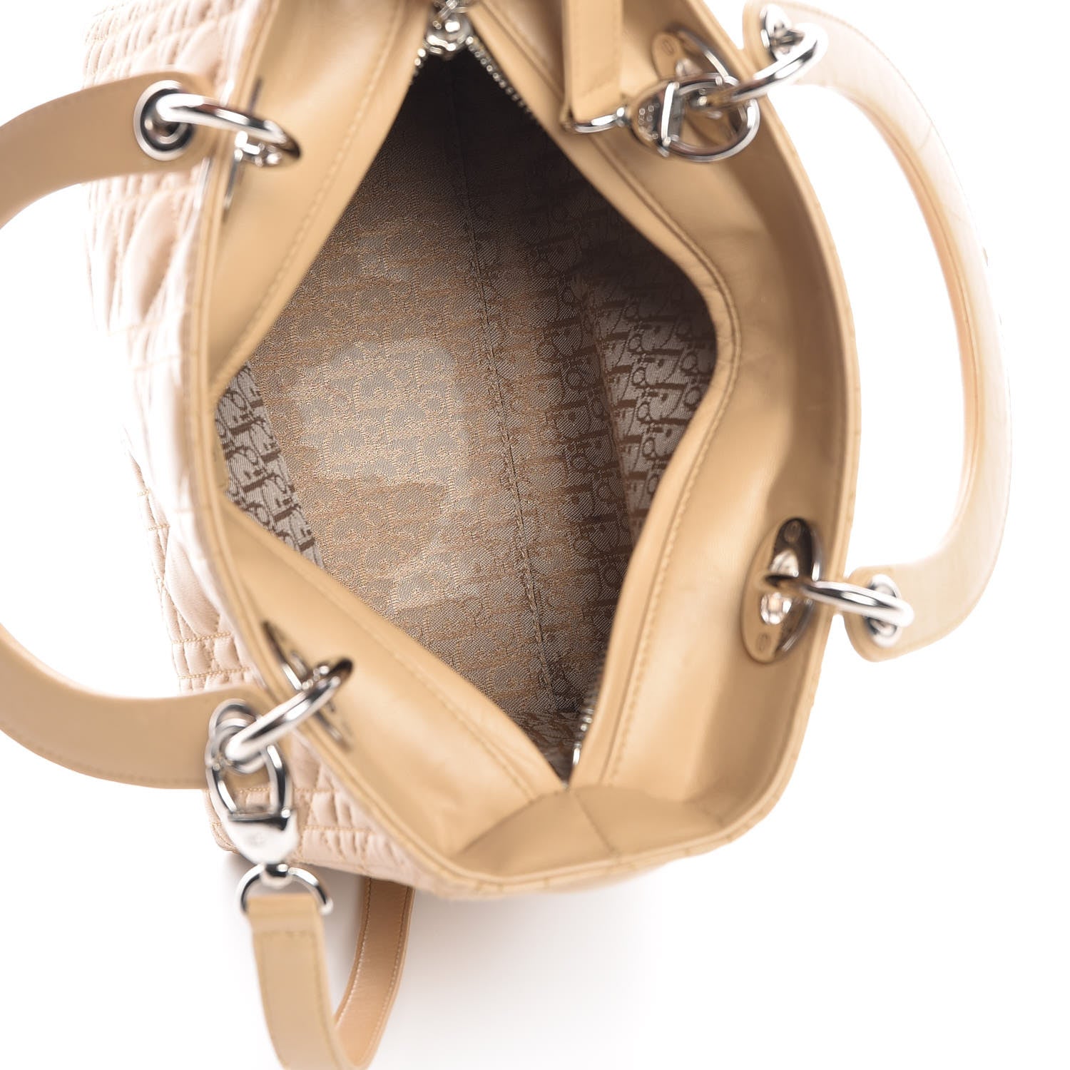 Christian Dior Lambskin Cannage Medium Lady Dior Beige 6 of 11