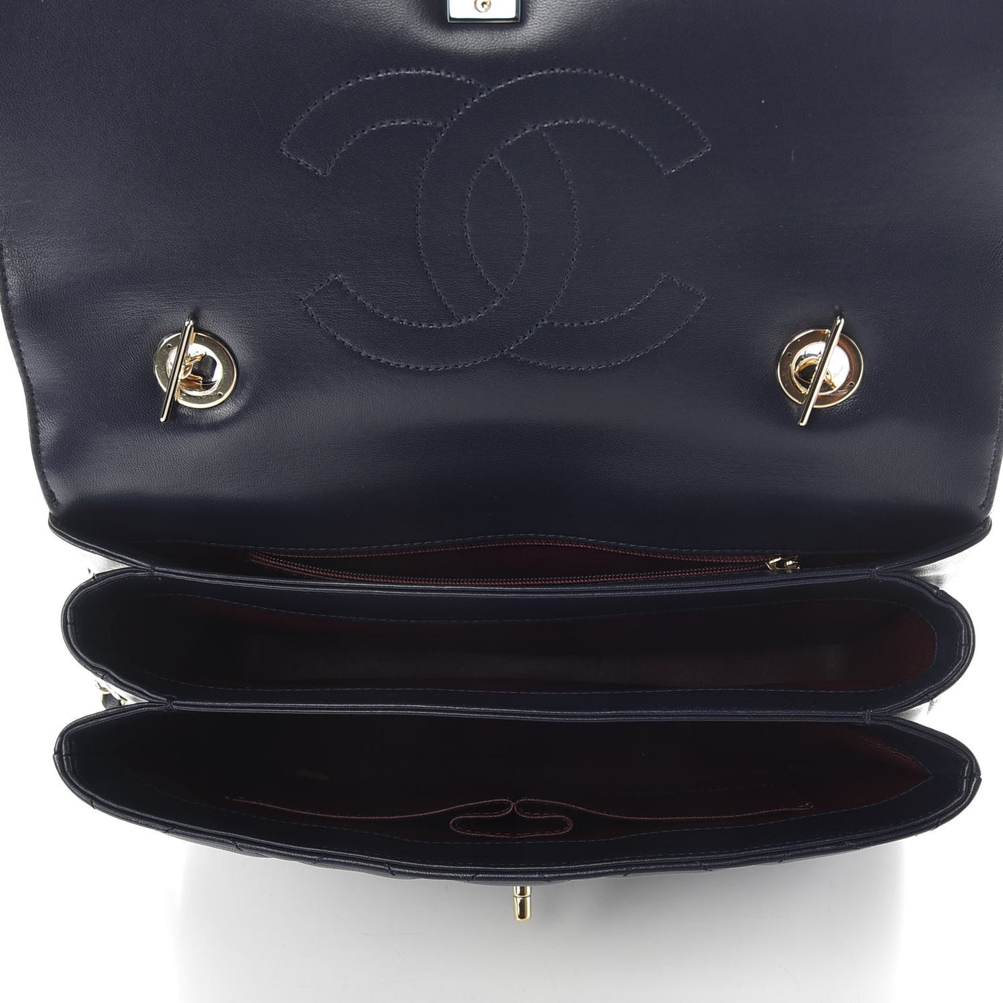 Lambskin Quilted Medium Trendy CC Flap Dual Handle Bag Navy Blue