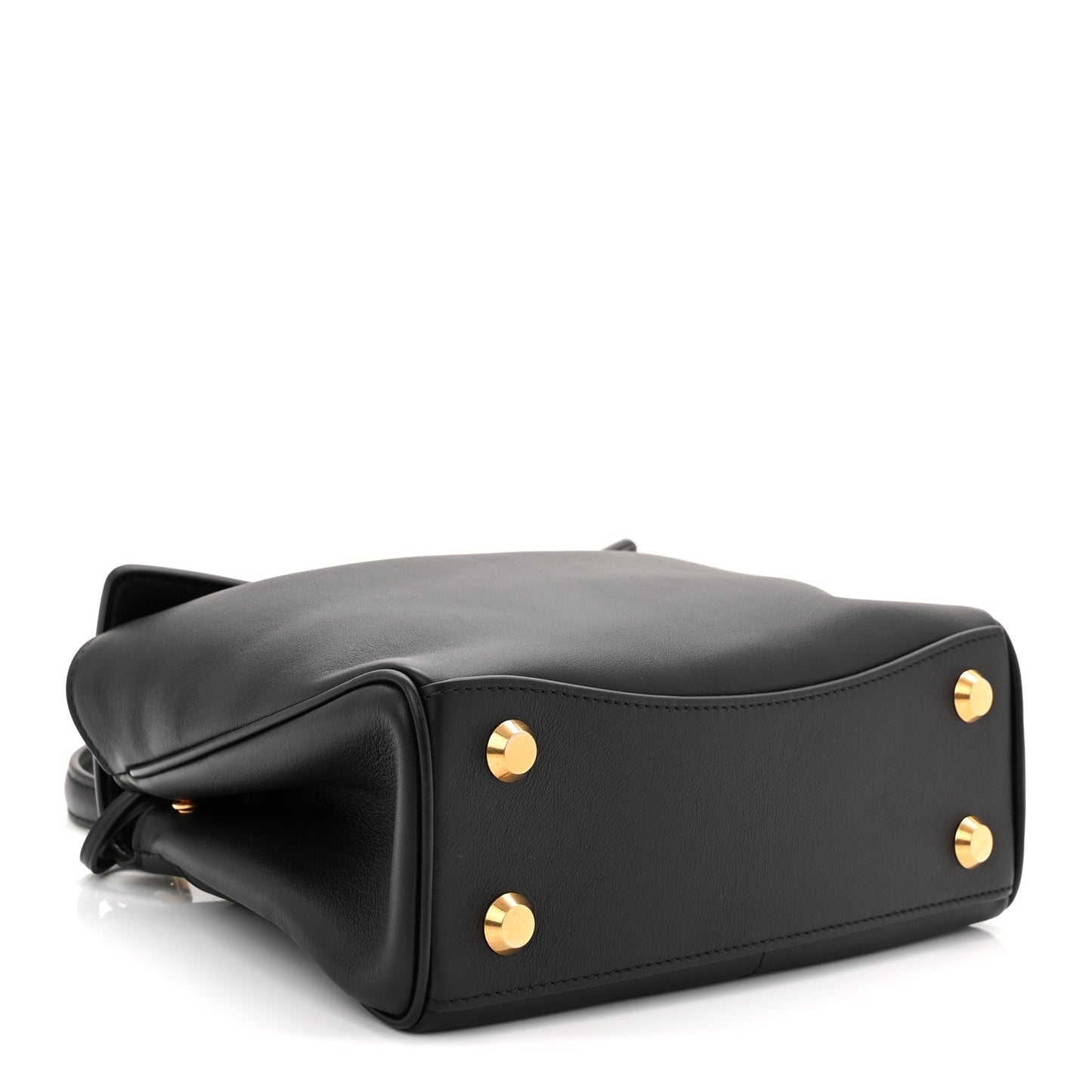 Natural Smooth Calfskin Mini Rodeo Top Handle Handbag Black