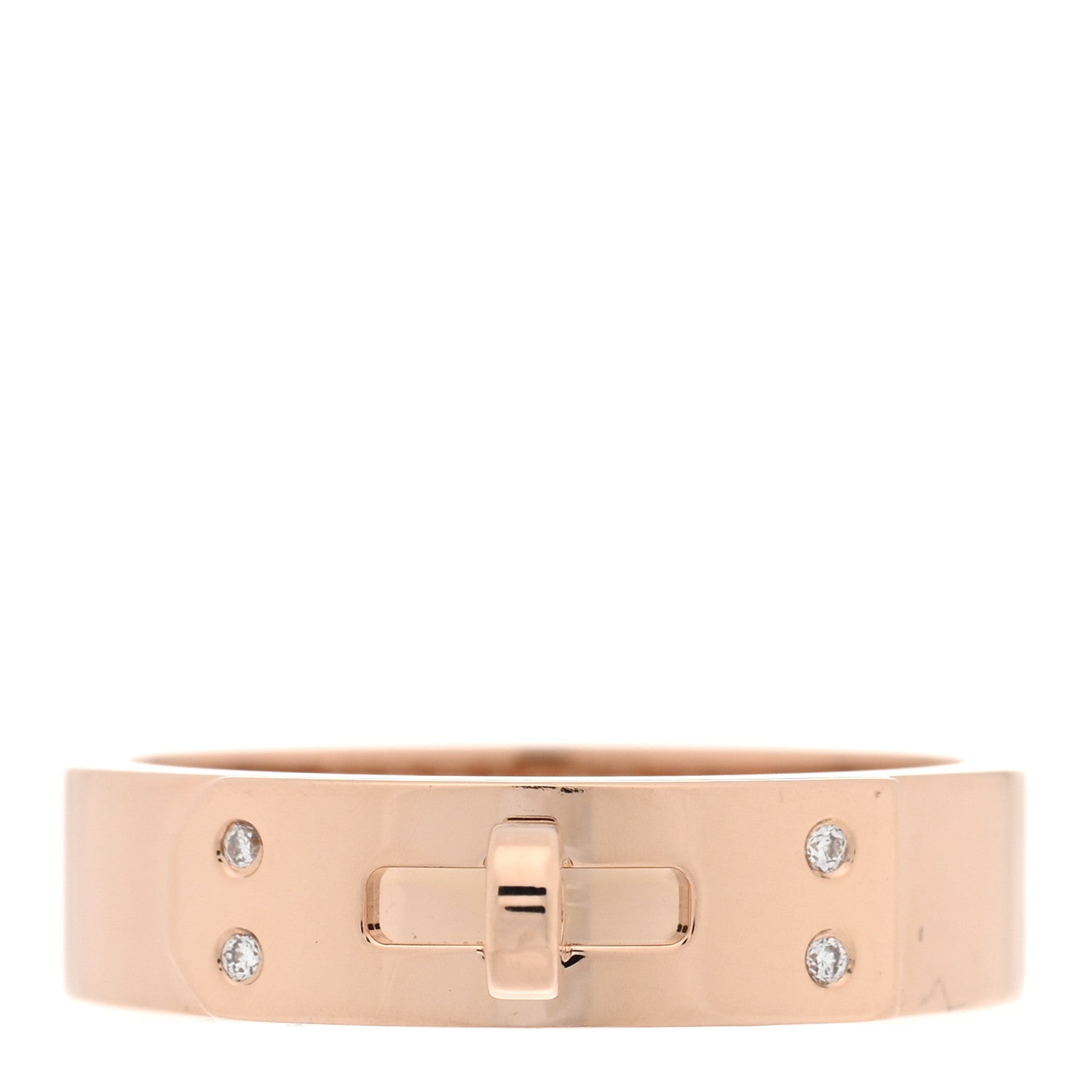 Hermes 18K Rose Gold Diamond PM Kelly Ring 54 7 1 of 4